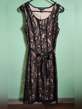 Beautiful Black & Nude Lace Cocktail Dress